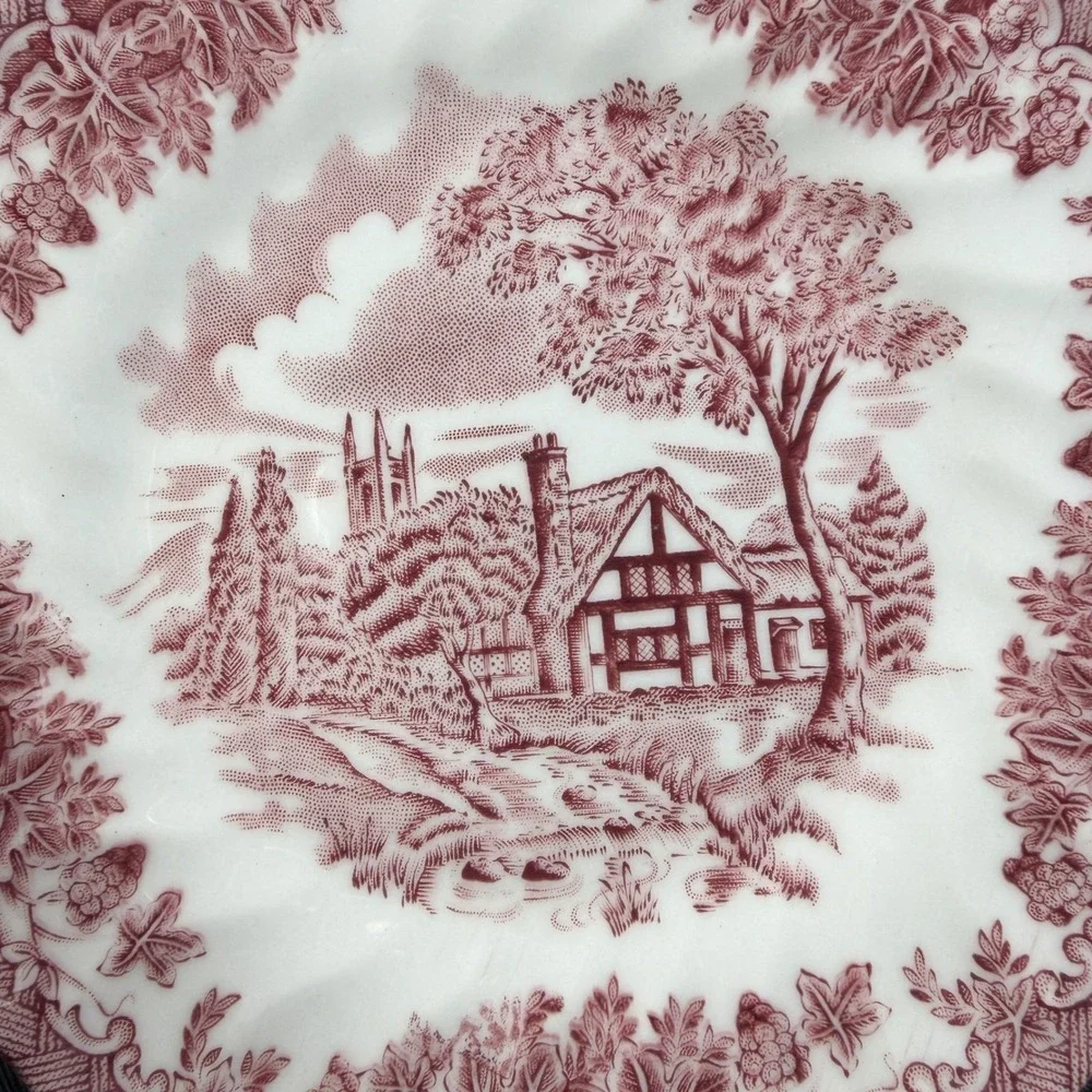 Churchill pink transferware